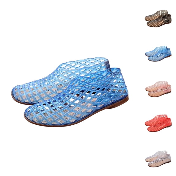 Jelly Mesh Ballet Ballerina For Women Adult Hollow Jelly Clear Sandals Beach Ballet Low Heel Comfortable Summer Beach Jelly Shoes
