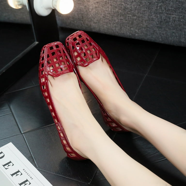 Jelly Mesh Ballet Flats for Women Clear Jelly Sandals Hollow Water