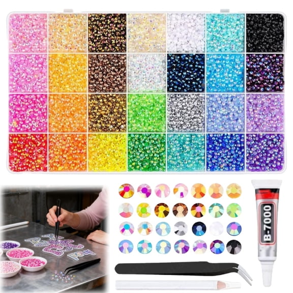Jelly Rhinestones for Bedazzling, 30000Pcs 3/4/5mm Multicolor Flatback Resin Gems for Crafting, Bedazzler Kit with Tweezer for DIY Crafts Tumblers Shoes Fabric Decor Nail Art
