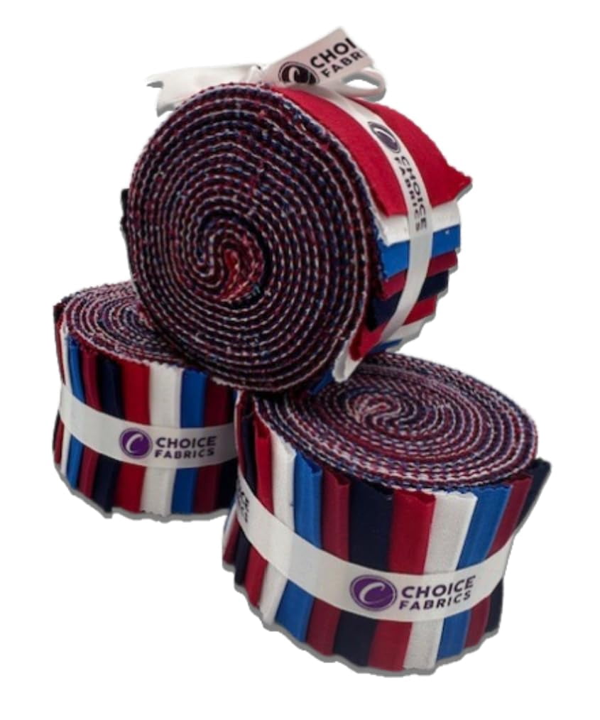 Jelly Roll (20 cuts) - Supreme Solids - Premium 100% Cotton Quilting Fabric - Designed by Choice Fabrics (Patriotic) (FE-62278-018)