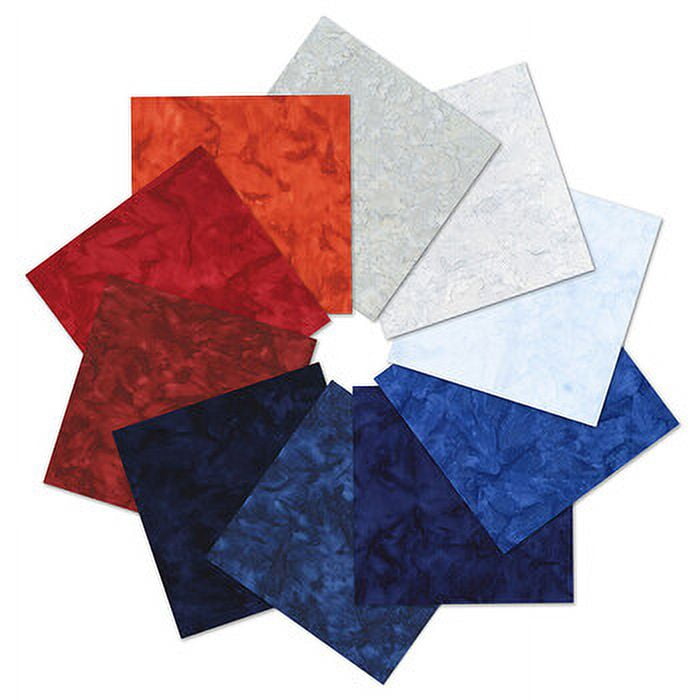 Jelly Roll - Artisan Batiks Prisma Dyes Independence Palette by Lunn Studios for Robert Kaufman Patriotic USA Red White and Blue 2.5" Strips Roll-Up Bundle Quilter's Cotton Fabric Precuts (RU-1244-40)