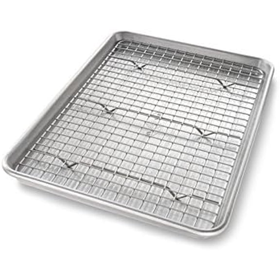 Jelly Roll Baking Pan and Bakeable Cooling Rack, Nonstick Commercial Quality
