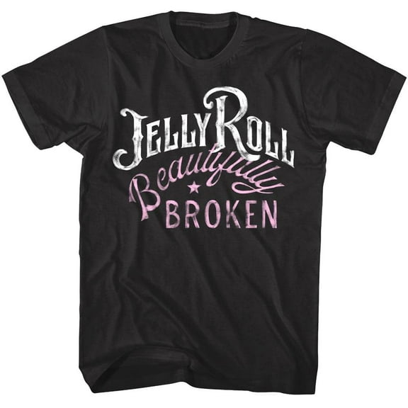 Jelly Roll - Beautifully Broken Painted - American Classics - Front Print Black Solid Adult Short Sleeve T-Shirt