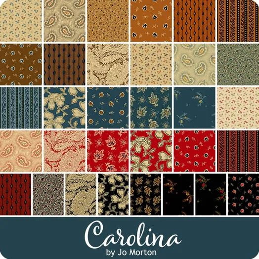 Jelly Roll - Carolina by Jo Morton for Andover Fabrics Double Scoop 40pc Design Roll 2.5" Strips Roll-Up Bundle Quilter's Cotton Fabric Precuts (2S-CAROLINA-X) M526.42