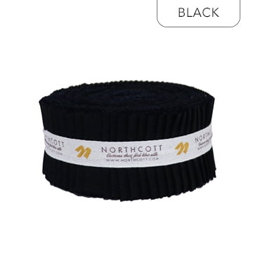 Jelly Roll - Colorworks Premium Solids 9000 Black Northcott 2.5" Strips Roll-Ups Bundle Quilter's Cotton Fabric Precuts (SCWBK40-10) M526.45