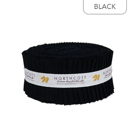 Jelly Roll - Colorworks Premium Solids 9000 Black Northcott 2.5" Strips Roll-Ups Bundle Quilter's Cotton Fabric Precuts (SCWBK40-10) M526.45
