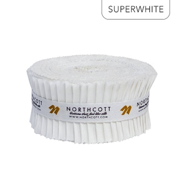 Jelly Roll - Colorworks Premium Solids 9000 Superwhite Northcott 2.5" Strips Roll-Ups Bundle Quilter's Cotton Fabric Precuts (SCWWT40-10) M523.50