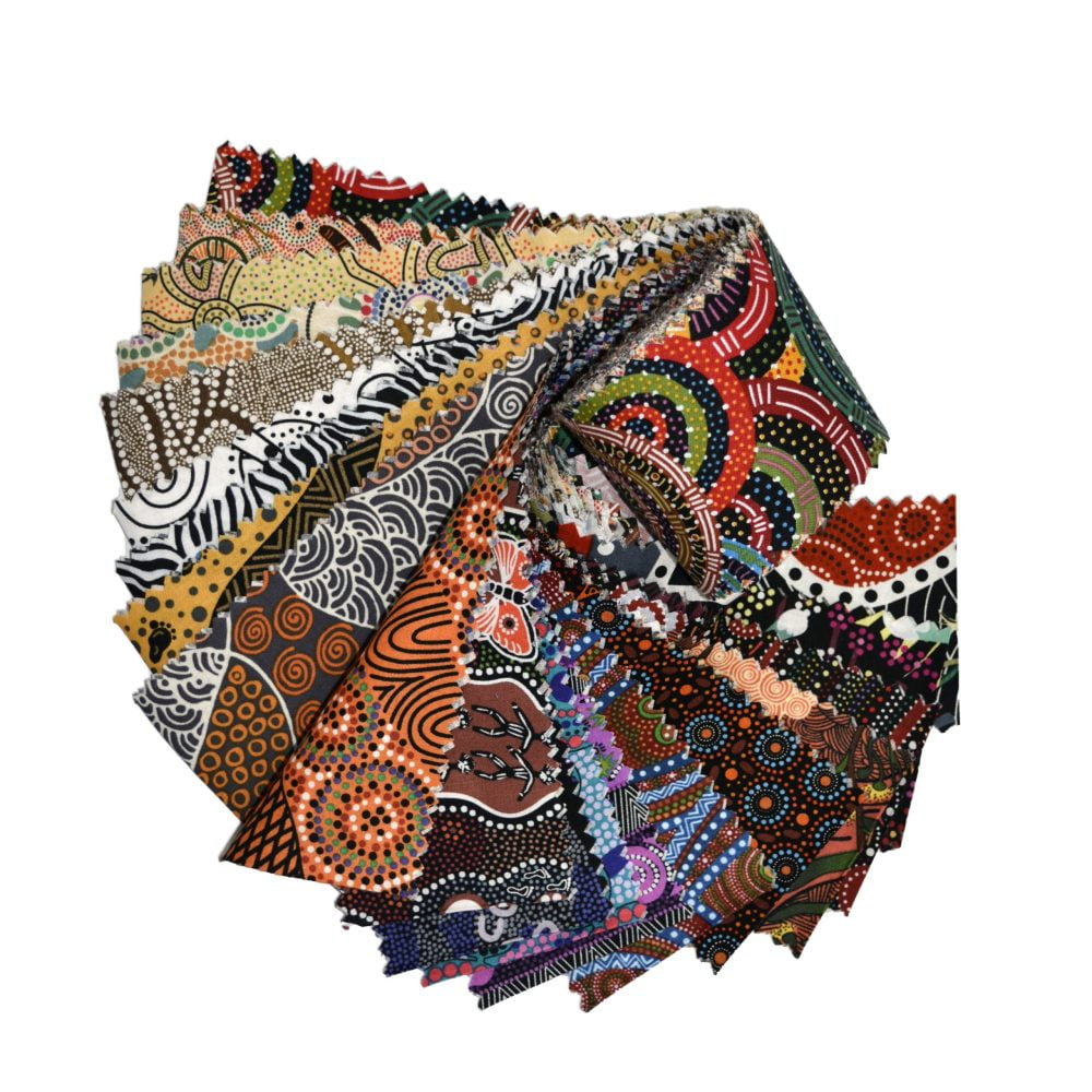 Jelly Roll - Dreamtime Multi M&S Textiles Australian Aboriginal Aborigine 2.5" Strips Roll-Ups Bundle Quilter's Cotton Fabric Precuts (XMST-DTRA40) M525.50