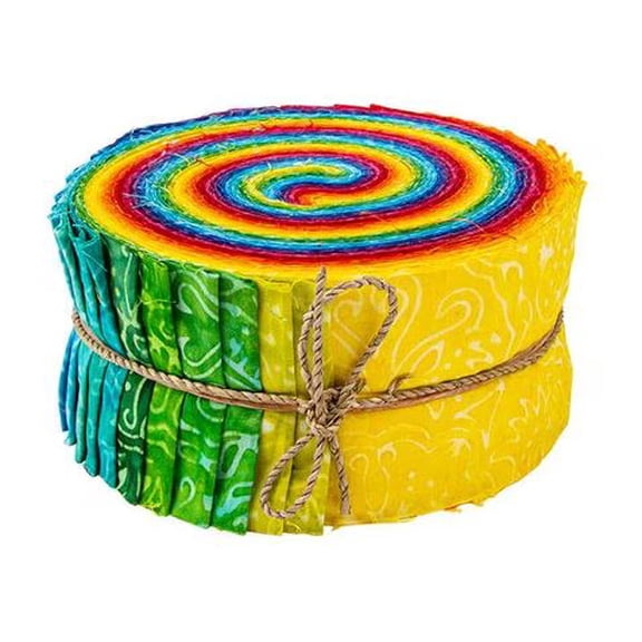 Jelly Roll - Expressions Batiks by Riley Blake Designs Rainbow Brights Elementals 2.5" Strips Rolie Polie Bundle Quilter's Cotton Fabric Precuts (RP-21701-40) M530.41