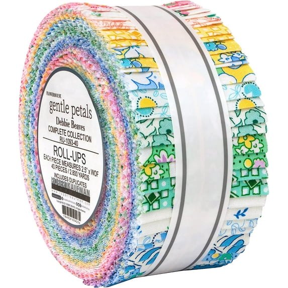Jelly Roll - Flowerhouse Gentle Petals by Debbie Beaves for Robert Kaufman Spring Florals 2.5" Strips Roll-Ups Bundle Quilter's Cotton Fabric Precuts (RU-1093-40) M493.11