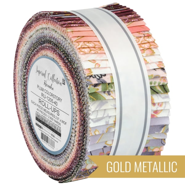 Imperial Collection Plum Colorstory Cotton Jelly Roll with Gold Metallic Accents