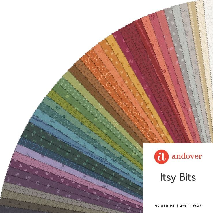 Jelly Roll - Itsy Bits by Renee Nanneman for Andover Fabrics Double Scoop 40pc Design Roll 2.5" Strips Roll-Up Bundle Quilter's Cotton Fabric Precuts (2S-ITSYBITS-X) M529.31