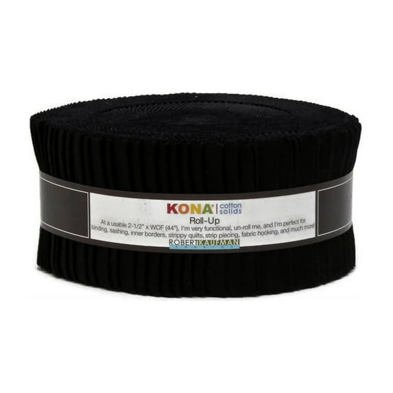Jelly Roll Kaufman Kona(R) Black 2.5" Fabric Strips Fabric Bundle Quilter's Cotton Solids Precuts (RU-196-40) M529.04