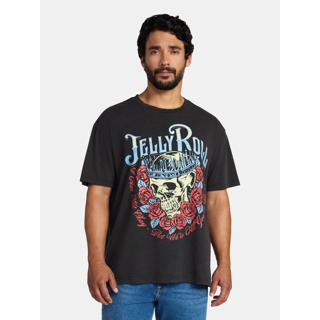 Jelly Roll Men's and Big Men's Boxy Fit Graphic Tee, Sizes XS-5XL