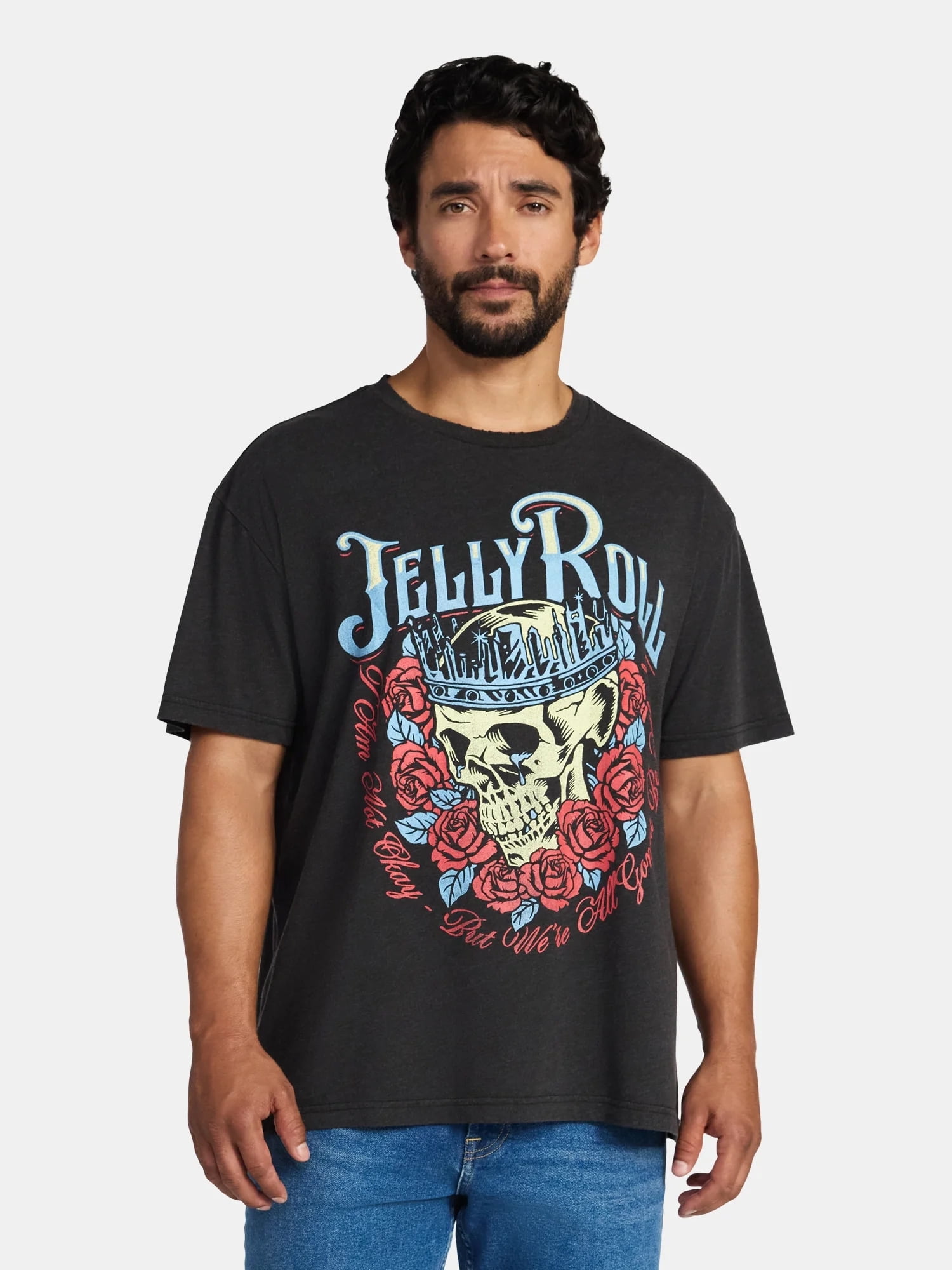 Jelly Roll Men's and Big Men's Boxy Fit Graphic Tee, Sizes XS-5XL