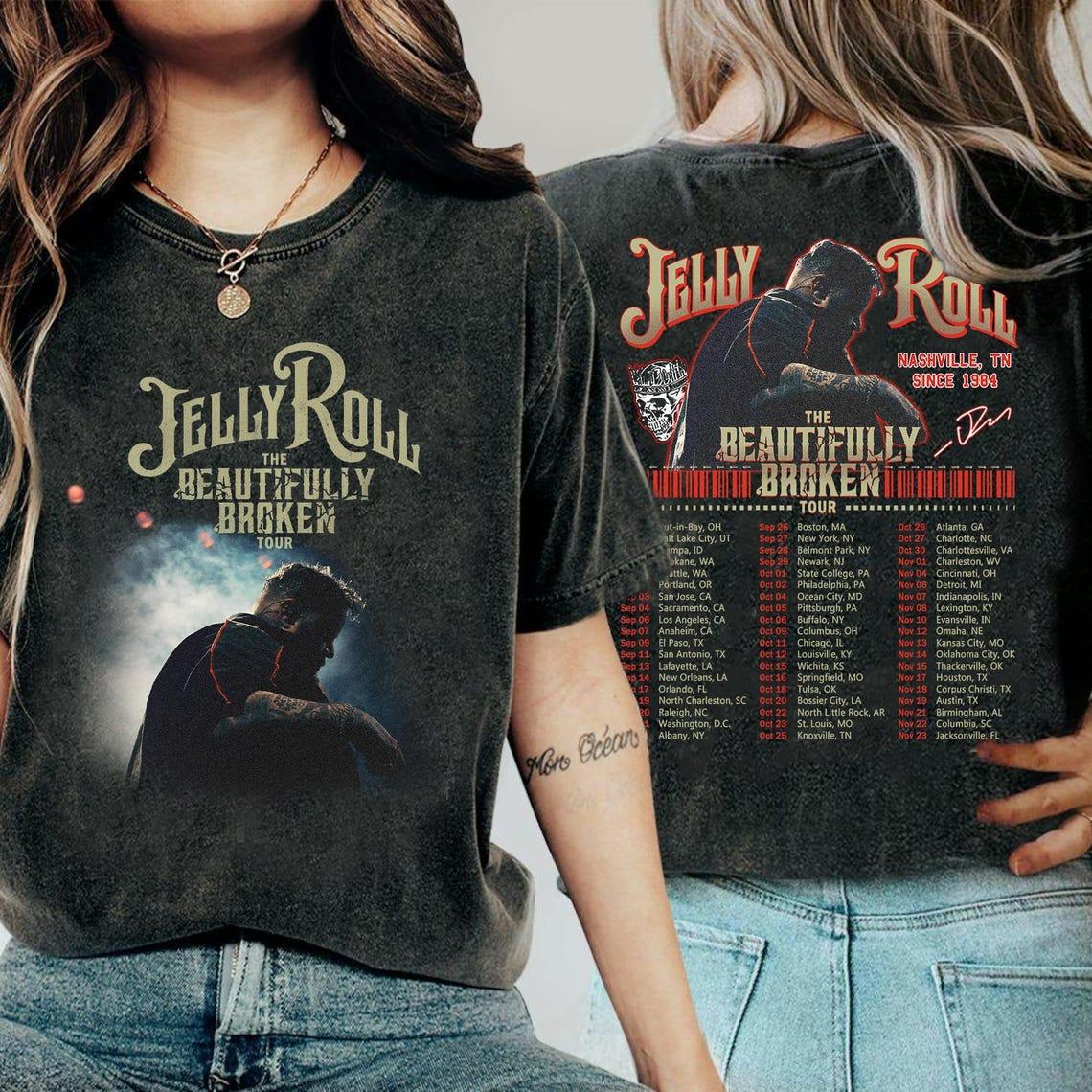 Jelly Roll Music Concert Roll Shirt, The Beautiful Broken Tour 2024