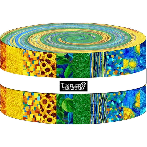 Jelly Roll - Sunflower Symphony Timeless Treasures 2.5" Strips Roll-Ups Bundle Quilter's Cotton Fabric Precuts (CPSTRIP40-CD-SYMPHONY) M492.53