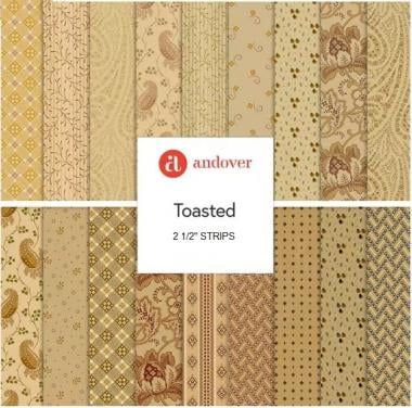 Jelly Roll - Toasted by Jo Morton for Andover Fabrics Double Scoop 40pc Design Roll 2.5" Strips Roll-Up Bundle Quilter's Cotton Fabric Precuts (2S-TOASTED-X) M530.44