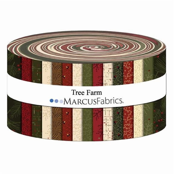 Jelly Roll - Tree Farm by Pam Buda for Marcus Fabrics Christmas 40pc Design Roll 2.5" Strips Roll-Up Bundle Quilter's Cotton Fabric Precuts (ST99-0006) M538.38
