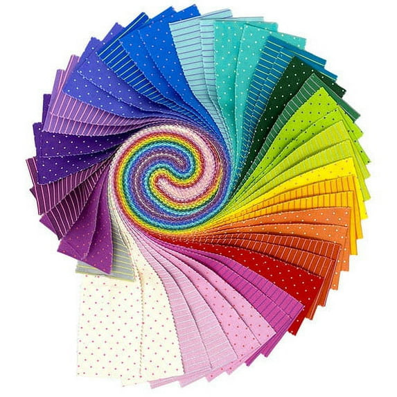 Jelly Roll - Tula Pink Tiny Coordinates True Colors Polka Dots Stripes FreeSpirit Design Roll 2.5" Strips Roll-Up Bundle Quilter's Cotton Fabric Precuts (FB4DRTP.TINYCOOR) M494.35