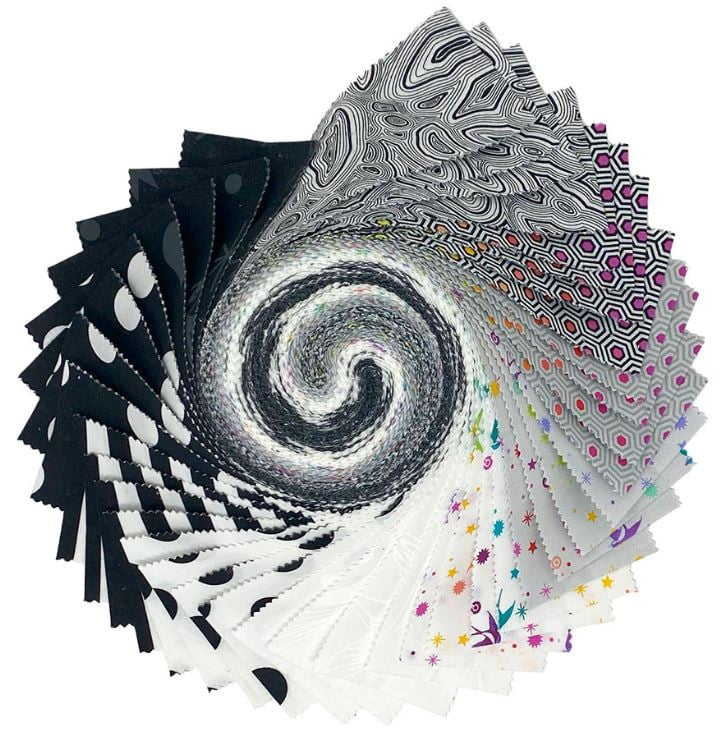 Jelly Roll - Tula Pink True Colors Graphite FreeSpirit 40pc Design Roll 2.5" Strips Roll-Up Bundle Quilter's Cotton Fabric Precuts (FB4DRTP.GRAPHITE) M418.10