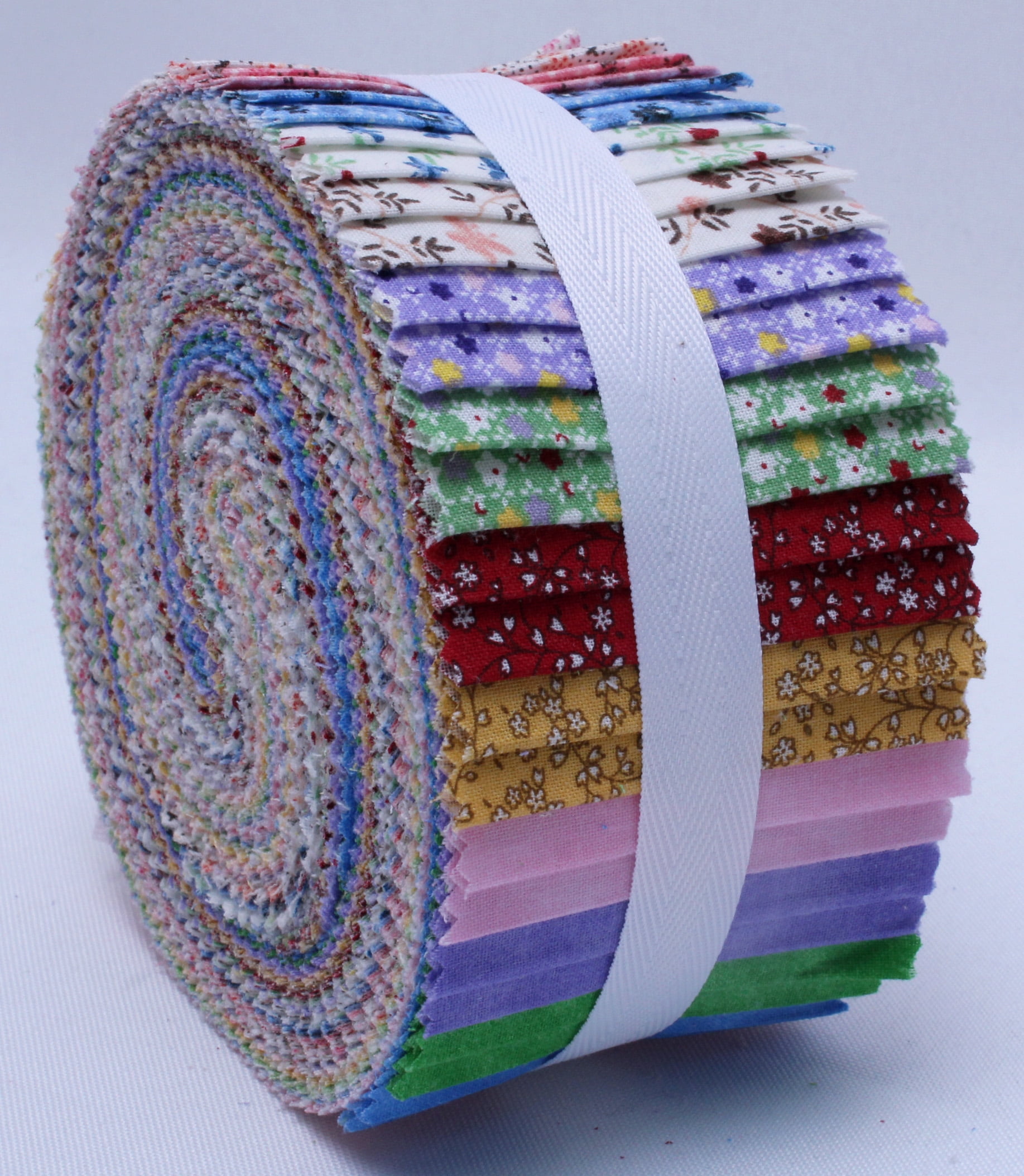 Soimoi 40Pcs Camping Print Precut Fabrics Strips Roll Up 1.5x42inches  Cotton Jelly Rolls for Quilting - Multicolor