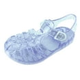 thumbnail image 1 of Jelly Sandals for Girls T-Strap Flower Sandals Toddler Baby Girl Clear Shoes Non Slip Soft Rubber Open Toe Beach Sandals Low Heels Princess Dress Shoes Purples 5-6T, 1 of 9