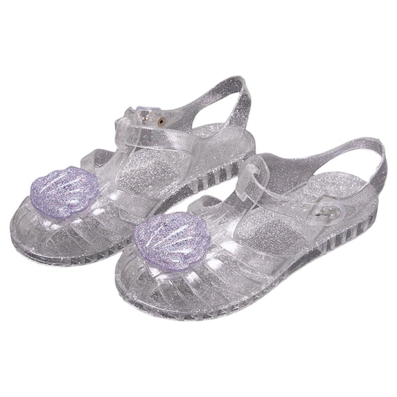 Jelly Sandals for Girls Closed Toe Princess Summer Dress Shoes Fisherman Gladiator Water Beach Flat Footwear Purple Size 12 Little Kid