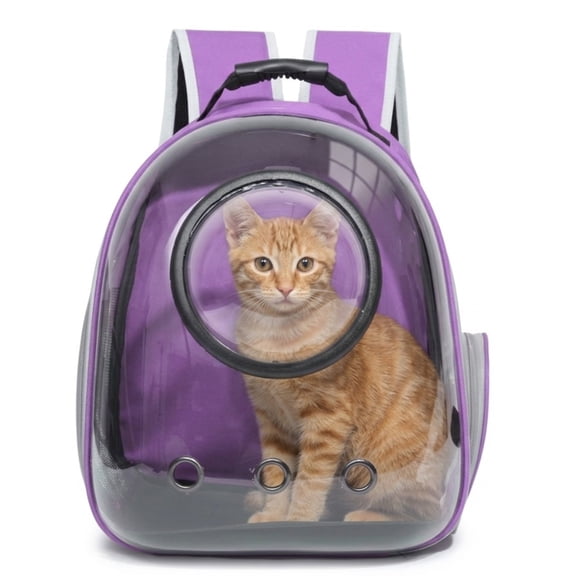 Jelly Sight Panoramic Clear Pet Backpack Carrier - Reinforced Breathable Bubble Bag for Large Cats and Small Dogs, Supports up to 30 lbs, Scratch-Resistant & Anti-Fog Window Purple
