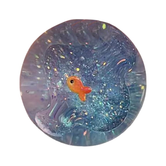 Jelly Squishy Dreamy Iridescent Ocean Planet Embedded Goldfish Glitter Gel Squeeze for Fun Dual-Sense Sensory Fidget Relaxation and Daily Fun Anxiety Relief Home Office Pocket Gift Use