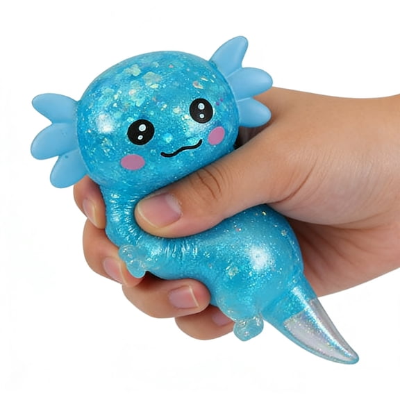 Jelly Squishy Iridescent Glitter Lying Axolotl Maltose Squeeze Fixed for Fun Sensory Fidget Relaxation and Daily Fun Anxiety Relief Home Office Pocket Gift Use