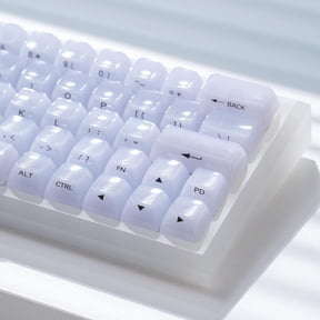 Jelly Transparent Keycaps, Clear MDA Profile, RGB Compatible 115 Custom Set for Cherry MX Mechanical Gaming Keyboards (White Side Printed)