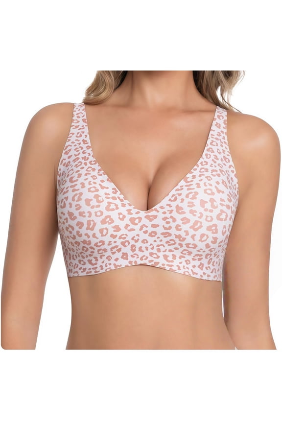 Jelly Wireless Bra Deep V Push Up Seamless T-Shirt Comfortable Plunge No Underwire Bras with Adjustable Straps Everyday Bras