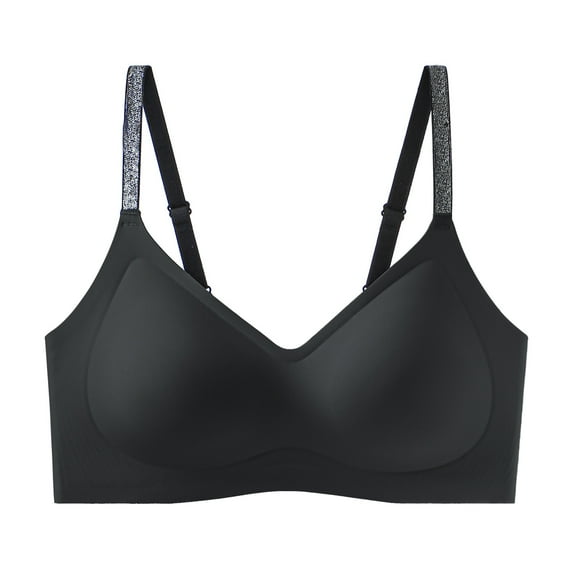Jelly bras for women push up Bras for Women Supportive Wireless Push Up Bra Full Coverage No Underwear Seamless Plus Size for Older Women (Black,XXL)