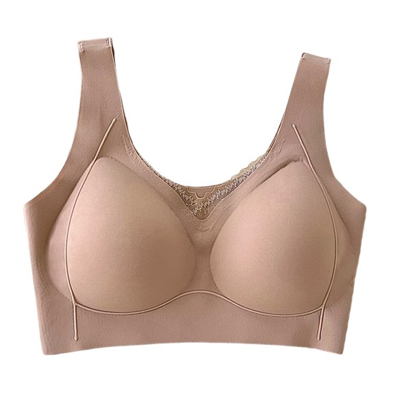 Jelly bras for women push up Wirefree Bras for Women Full Coverage No Underwire Everyday Bras Comfortable Sports Bras (Rose Gold,M)