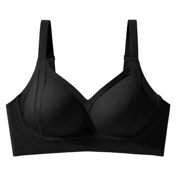 Jelly bras for women push up Womens Wireless Bra Supportive Seamless Bras Full Coverage Push Up Comfortable No Underwire Tshirt Bras (Black,M)
