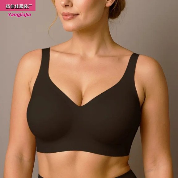 Jelly sports plus-size bra, seamless, thin, minimizes large busts, prevents sagging