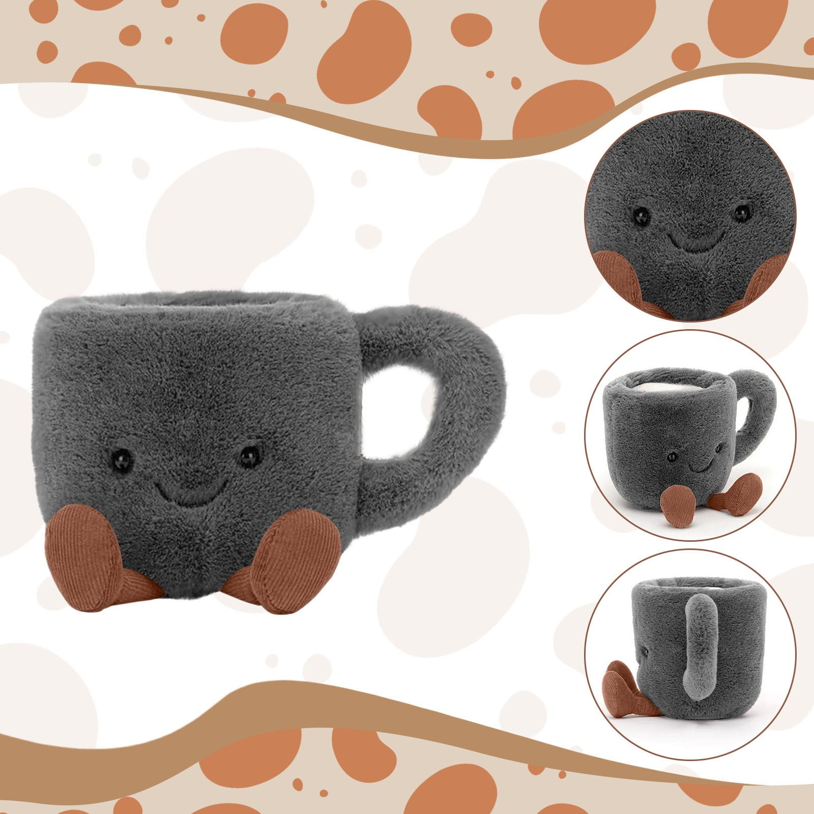 JellyCat Adorable Palm Pals™ Milky Tea Boba™ Stuffed Animal - Pocket-Sized Play - Collectable ...