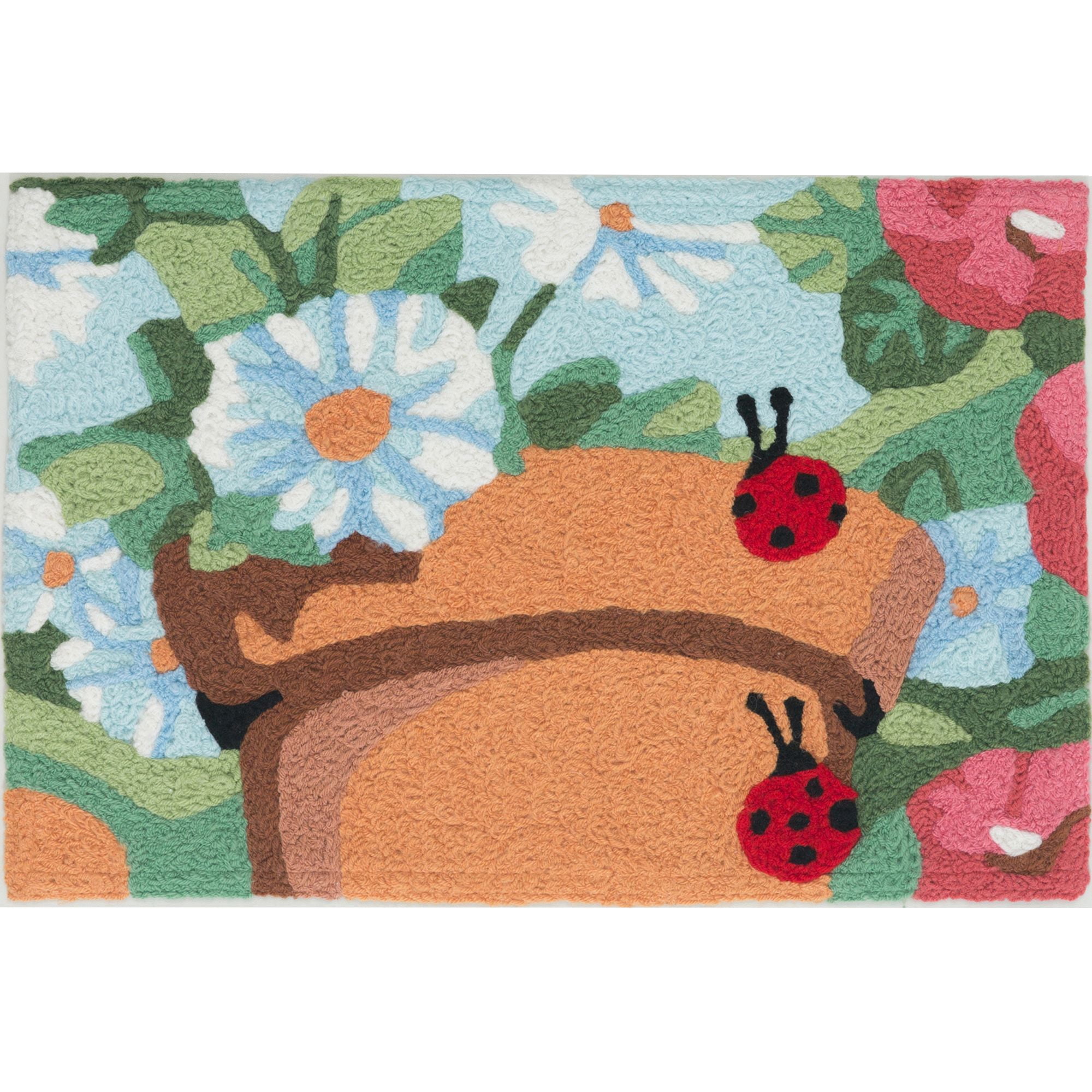 Homefires Rugs Homefires Rugs 1.5' x 2.5' Ladybugs On Floral Pot Indoor Outdoor Area ...