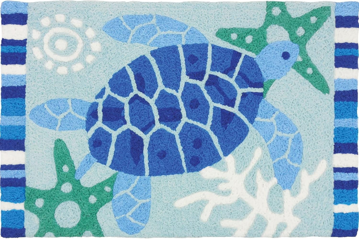 Turtle School Rug Jellybean Indoor/Outdoor Decorative Blue Sea Turtle Accent Rug - 20