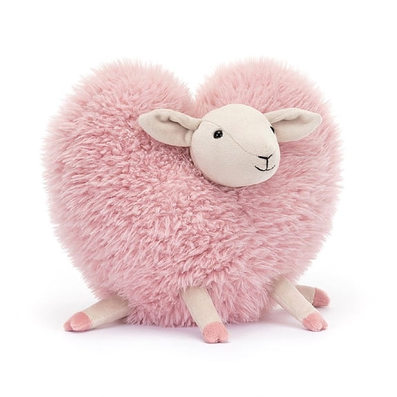 Jellycat Aimee Sheep Stuffed Animal, Pink Heart-Shaped Plush, 8 inches