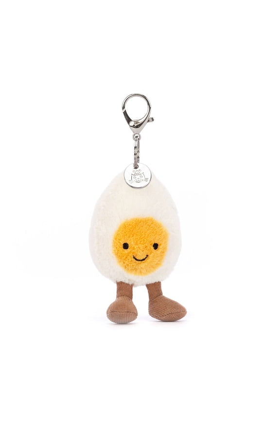 Amuseable Happy Boiled Egg Bag Charm, Cream Plush Keychain for Bags & Backpacks