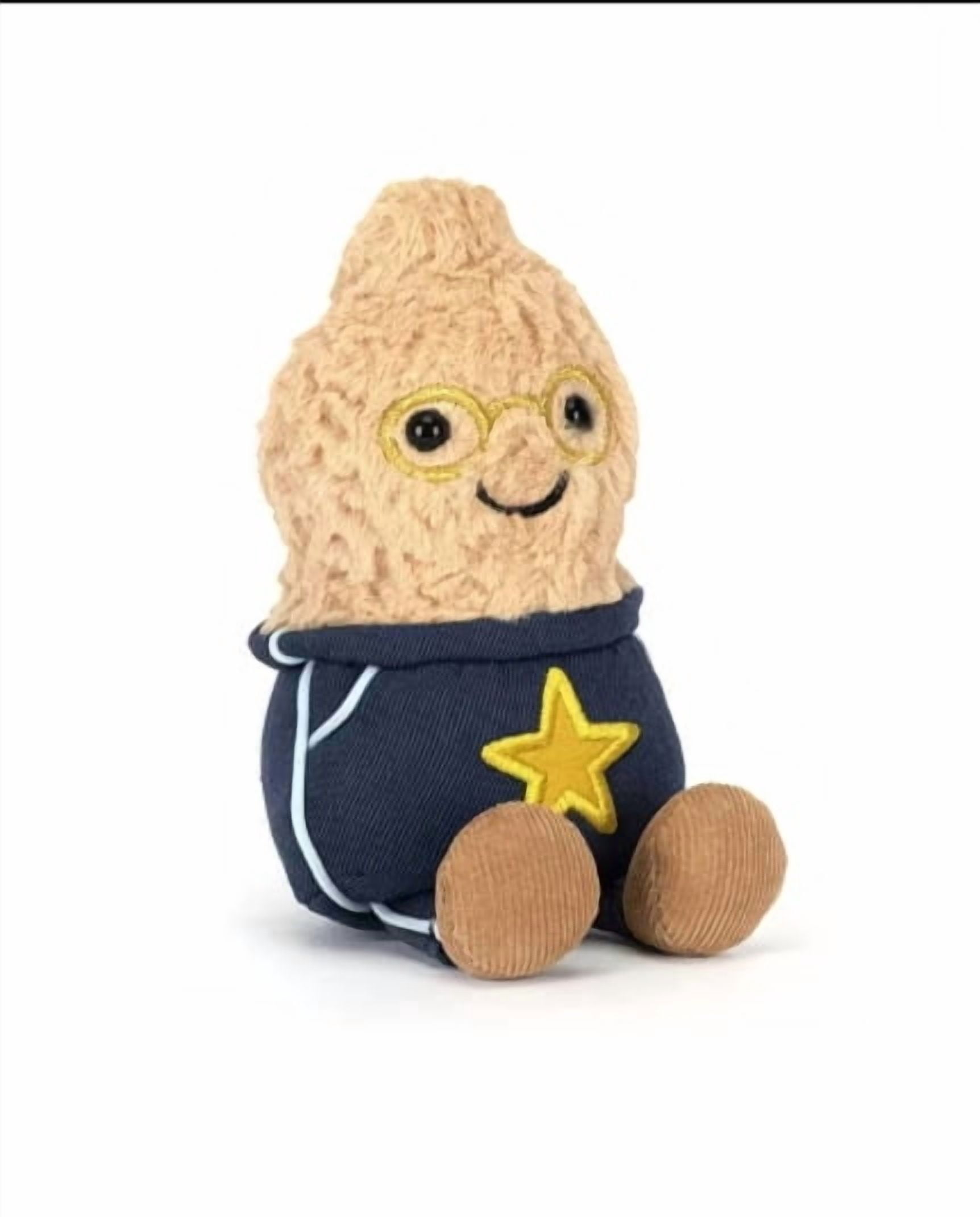 Jellycat Amuseable Peanut Sporty Stuffed Animal - Soft Peanut Plush Toy with Glasses & Star Track Pants, Cute Gift for Kids & Adults