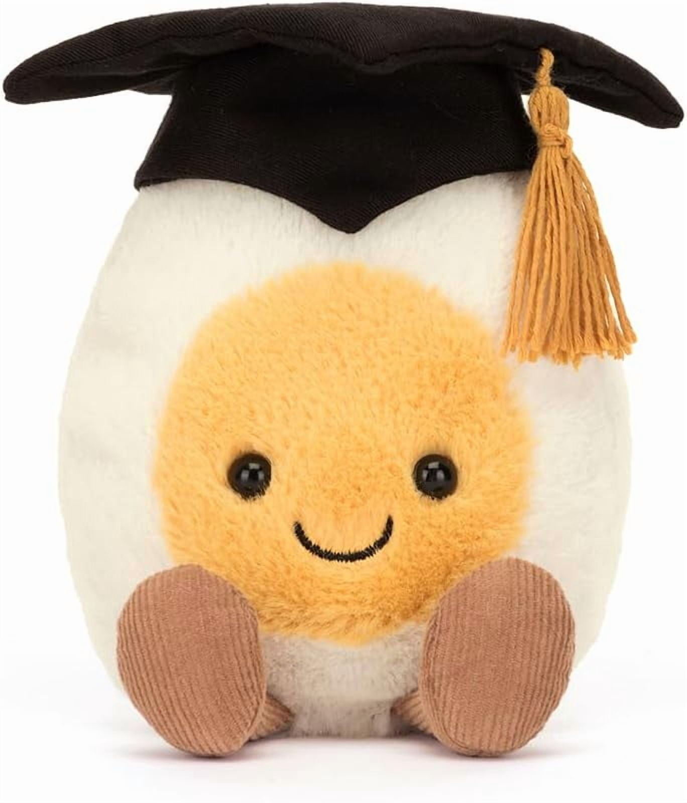 Jellycat Amuseables Boiled Egg Graduate Stuffed Toy, 5.5 inches - Food Plush - Fun Graduation Gift