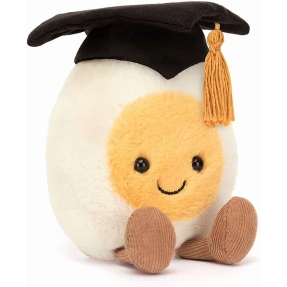 Jellycat Amuseables Boiled Egg Graduate Stuffed Toy, 5.5 inches - Food Plush - Fun Graduation Gift
