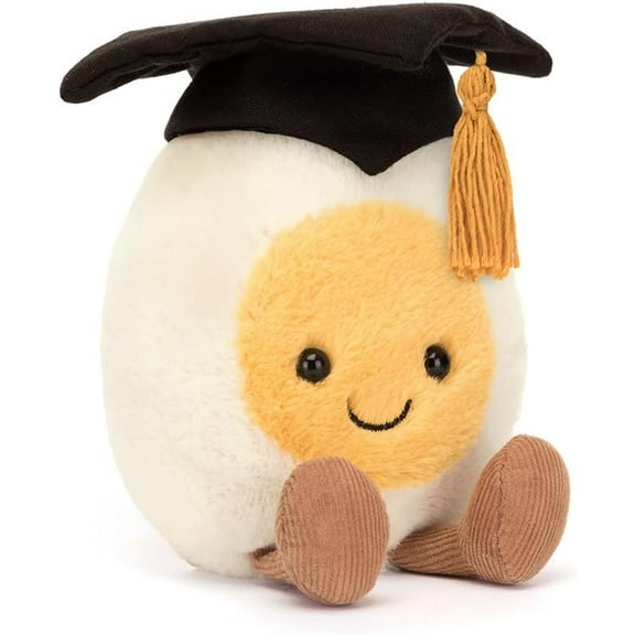 Jellycat Amuseables Boiled Egg Graduate Stuffed Toy, 5.5 inches - Food Plush - Fun Graduation Gift