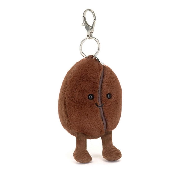 Jellycat Amuseables Coffee Bean Bag Charm, Brown Plush Keychain, Cute Coffee Lover Accessory