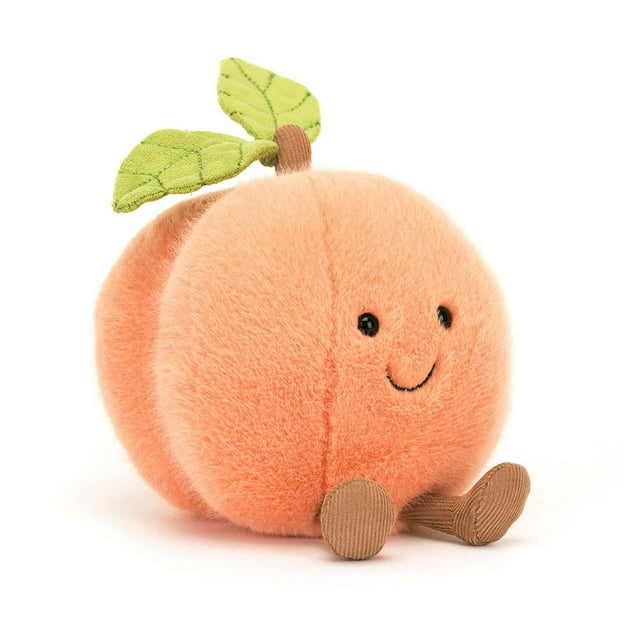 Jellycat Amuseables Peach Ultra Soft Realistic Fruit Plush for Stress Relief, Collectible Home Decor, Desk Companion - Soft Peach Design Food Drink - Amuseables Peach