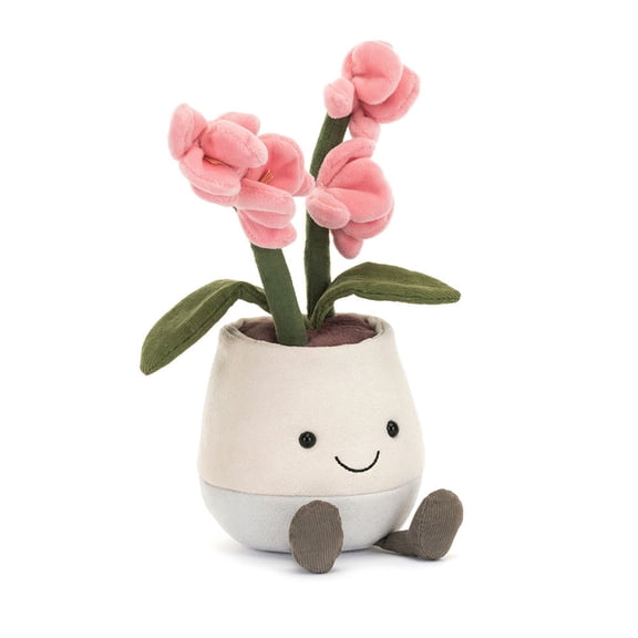 Jellycat Amuseables Pink Orchid Plush Toy - Cute Potted Plant Stuffed Animal for Kids & Adults, Soft Home Decor