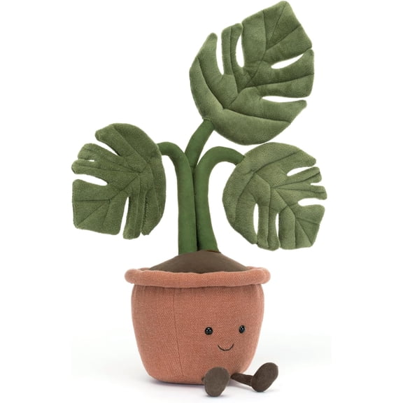 Jellycat Amuseables Potted Monstera Stuffed Toy, 17 inches - Plant Plush - Fun Dcor & Gift